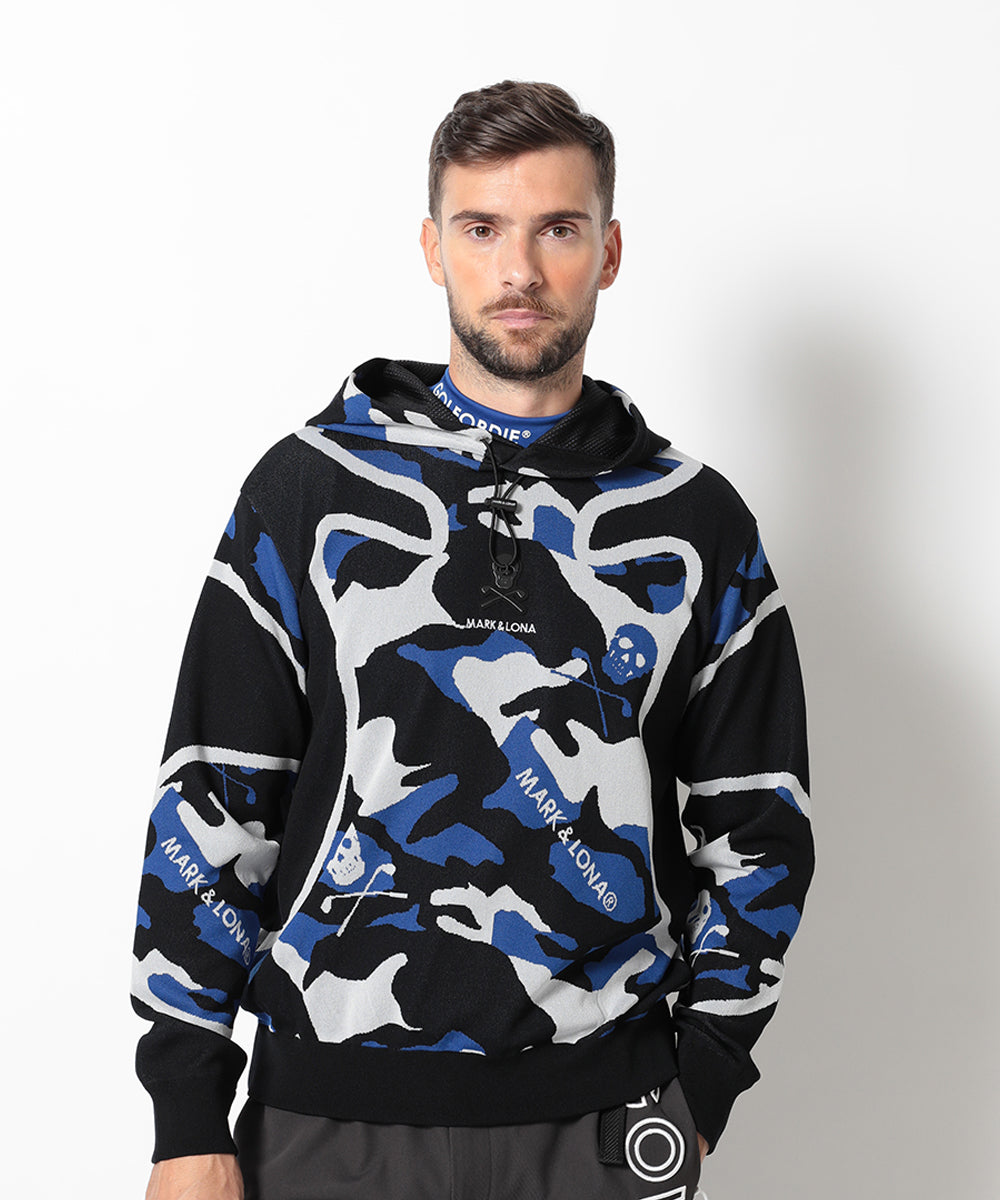 M GN SKULL & CAMO MIX JQD KNIT HOODIE LQ1IB02M