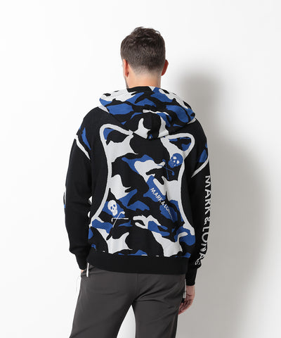 M GN SKULL & CAMO MIX JQD KNIT HOODIE LQ1IB02M