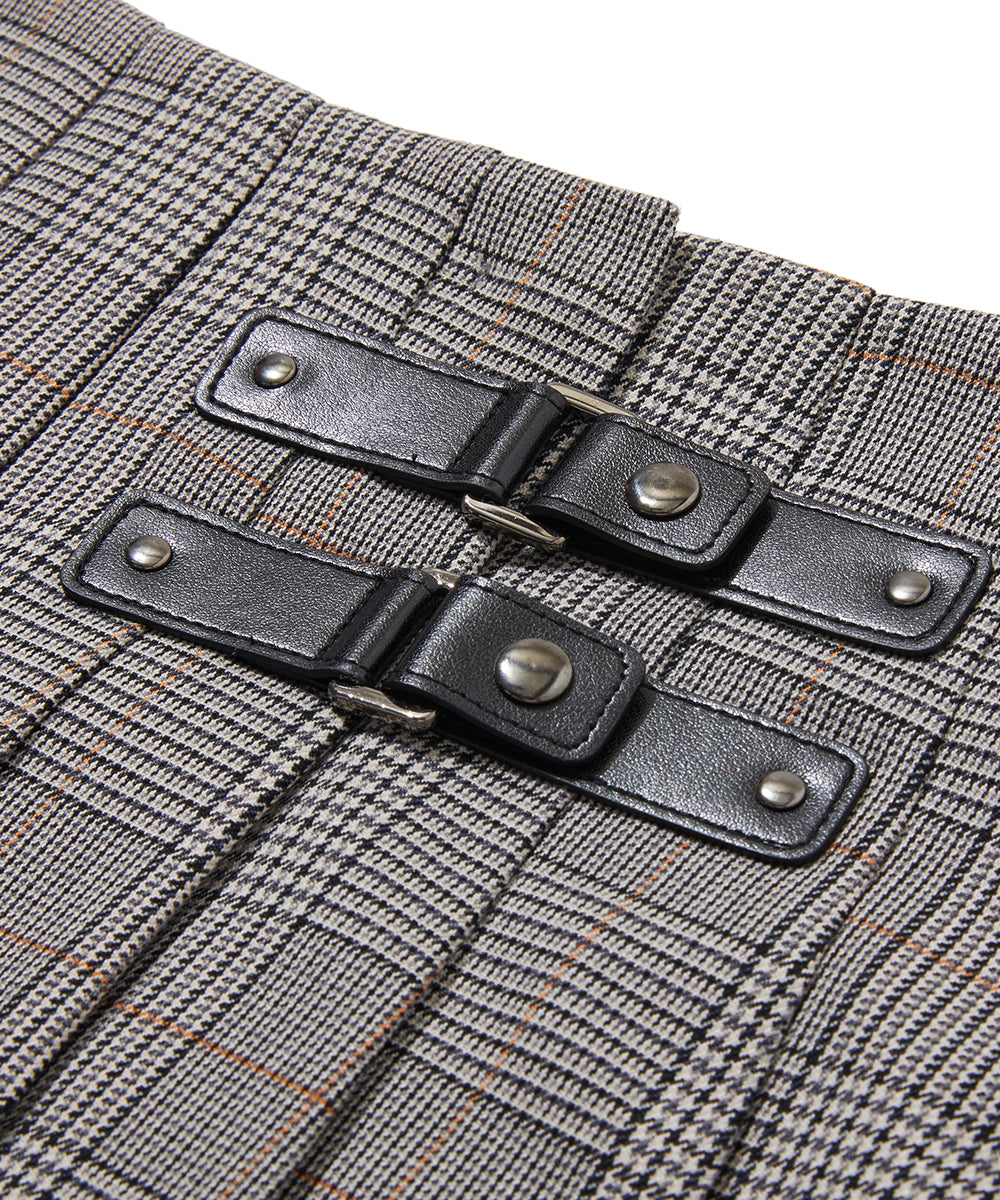 W GN CHECK PLEATS WOVEN SKIRT LR3IE73F