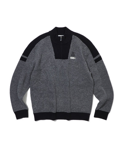 M T-LINE SKULL JQD HALF ZIP-UP KNIT LR3XB74M