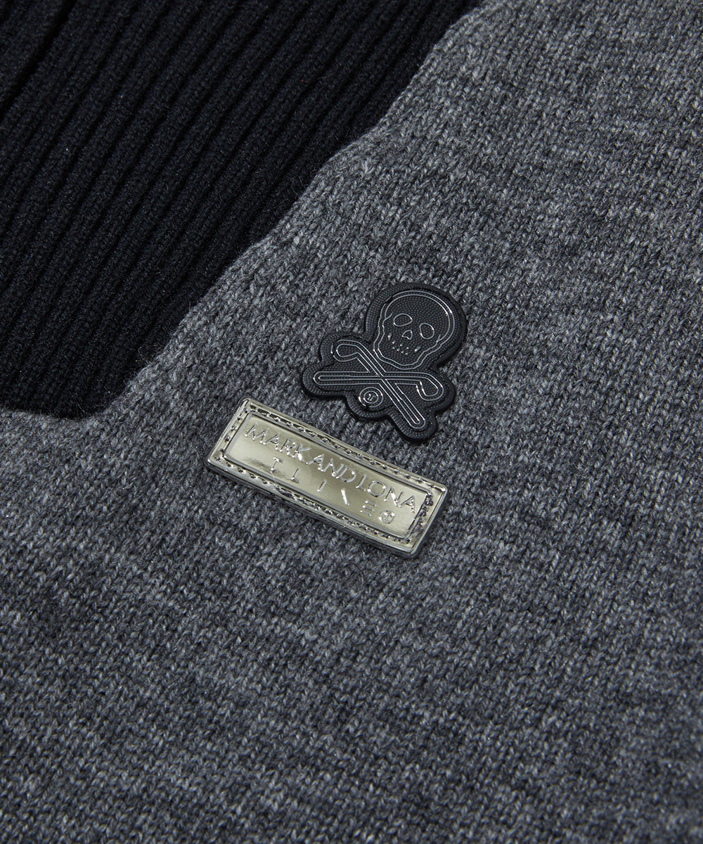 M T-LINE SKULL JQD HALF ZIP-UP KNIT LR3XB74M