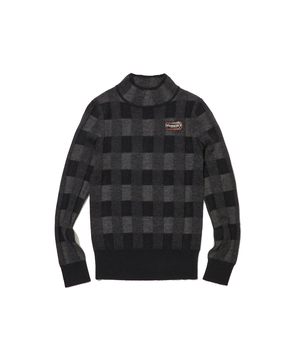 W CD GINGHAM PATTERN CASHMERE KNIT HIGHNECK LR4CB56F