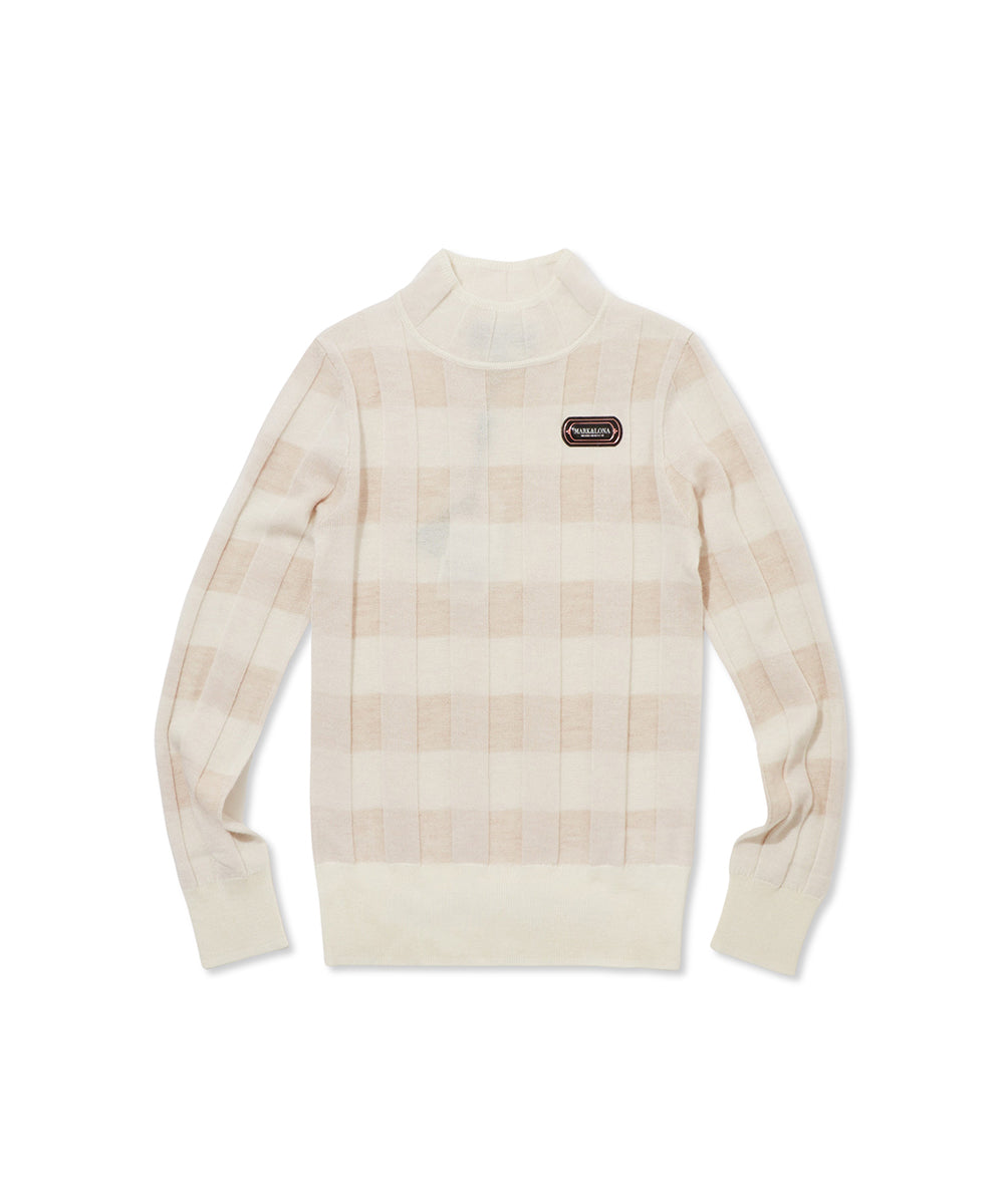 W CD GINGHAM PATTERN CASHMERE KNIT HIGHNECK LR4CB56F