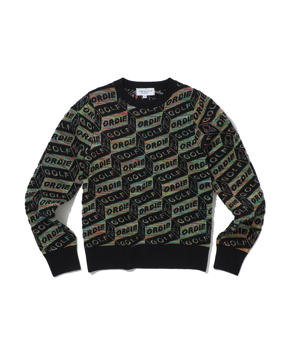 W GN BLOCK PATTERN CREW KNIT LR4IB93F