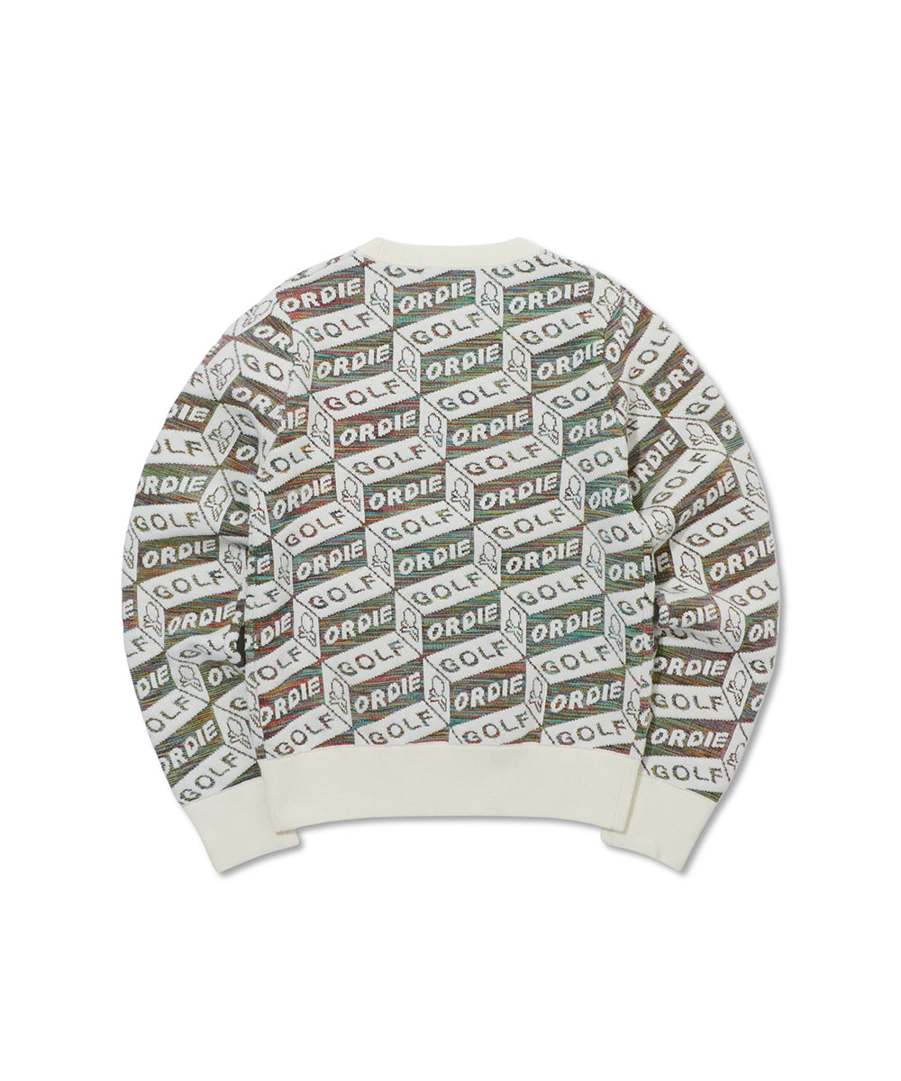 W GN BLOCK PATTERN CREW KNIT LR4IB93F