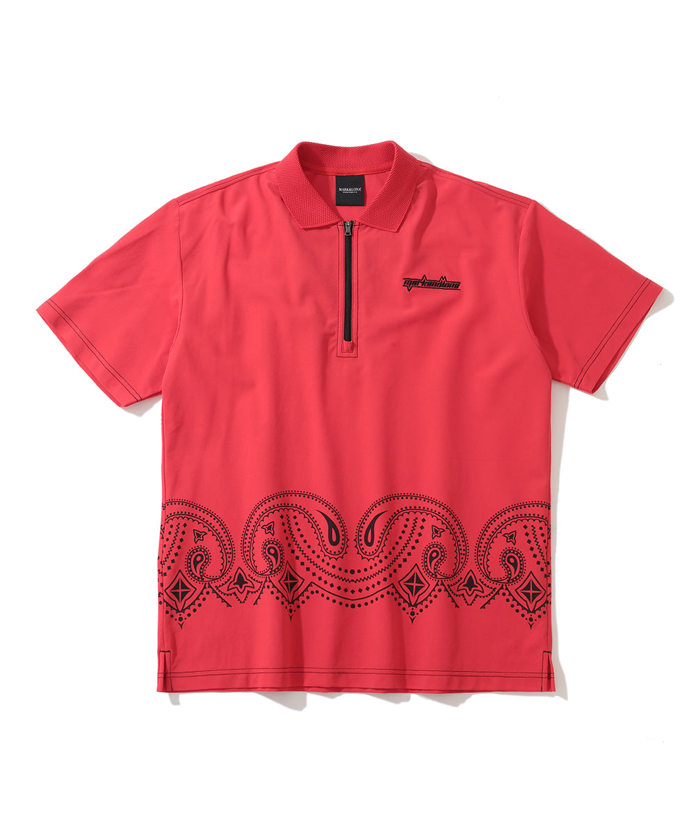 M CD PAISLEY PATTERN POINT HALF ZIP-UP SS POLO LQ2CX58M