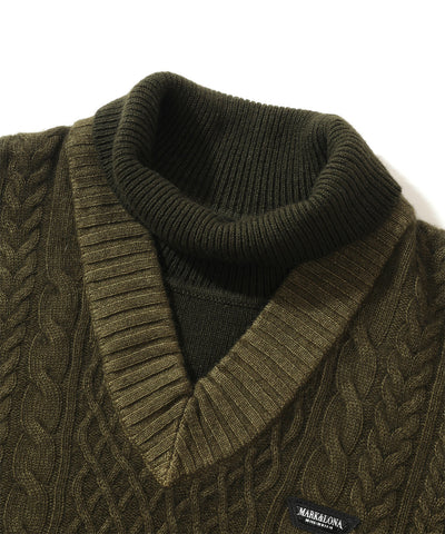 M CD V-NECK CABLE & TURTLENECK HYBRID KNIT HIGHNECK LQ4CB57M