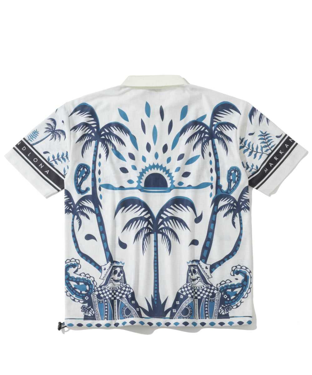 M CD PALM TREE GRAPHIC HALF-ZIP SS POLO LR2CX56M