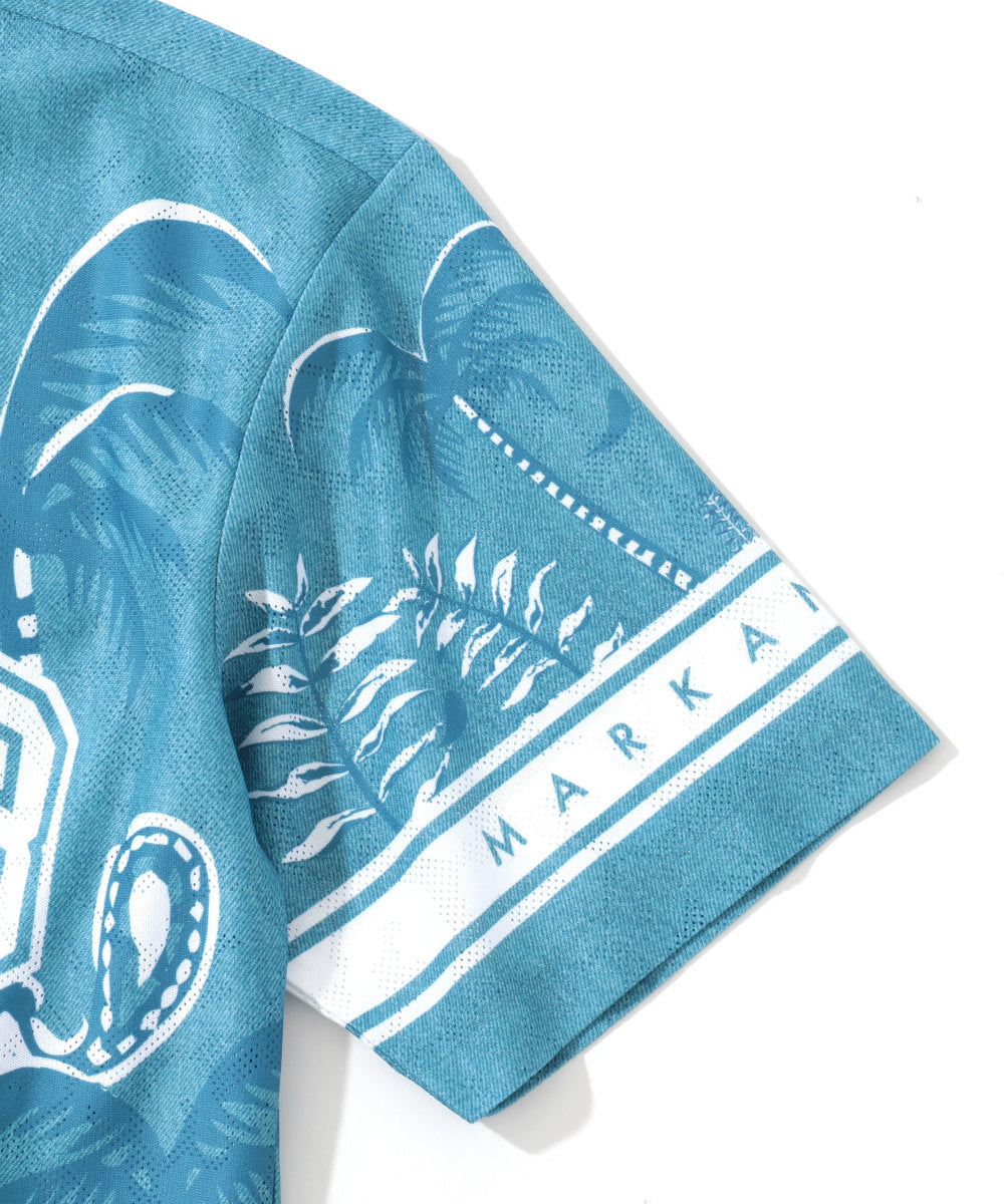 M CD PALM TREE GRAPHIC HALF-ZIP SS POLO LR2CX56M