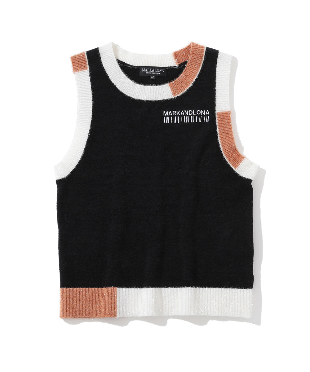 W CD COLOR BLOCK POINT R-NECK KNIT VEST LQ3CV50F