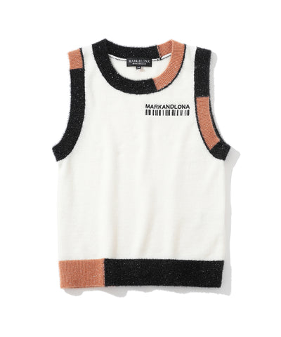 W CD COLOR BLOCK POINT R-NECK KNIT VEST LQ3CV50F