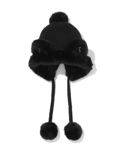 W GN CAT EAR & POMPOM POINT BEANIE LQ4YJ26F