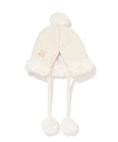 W GN CAT EAR & POMPOM POINT BEANIE LQ4YJ26F