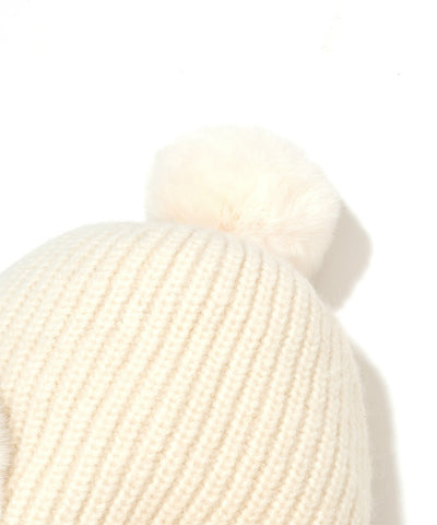 W GN CAT EAR & POMPOM POINT BEANIE LQ4YJ26F