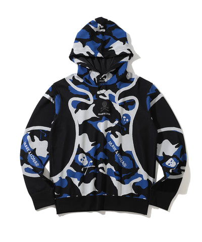 M GN SKULL & CAMO MIX JQD KNIT HOODIE LQ1IB02M