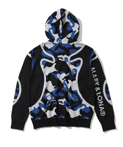 M GN SKULL & CAMO MIX JQD KNIT HOODIE LQ1IB02M