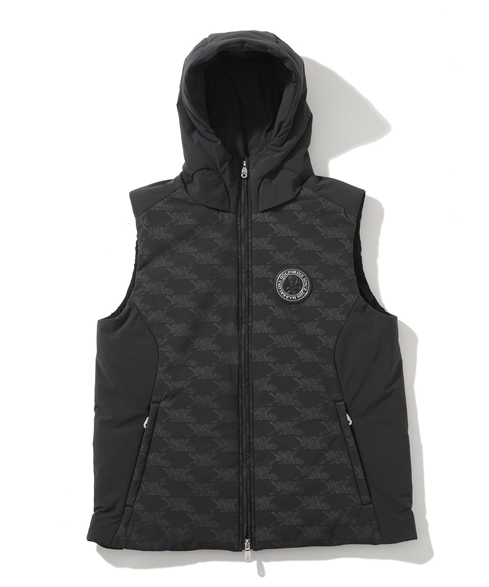 M GN LOGO PATTERN HOOD DOWN VEST LQ3IV05M