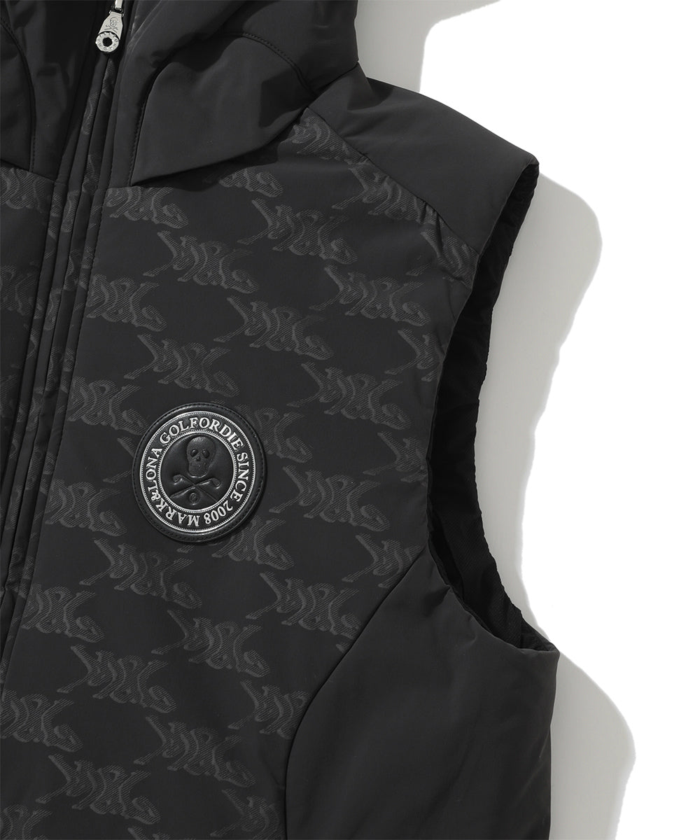 M GN LOGO PATTERN HOOD DOWN VEST LQ3IV05M