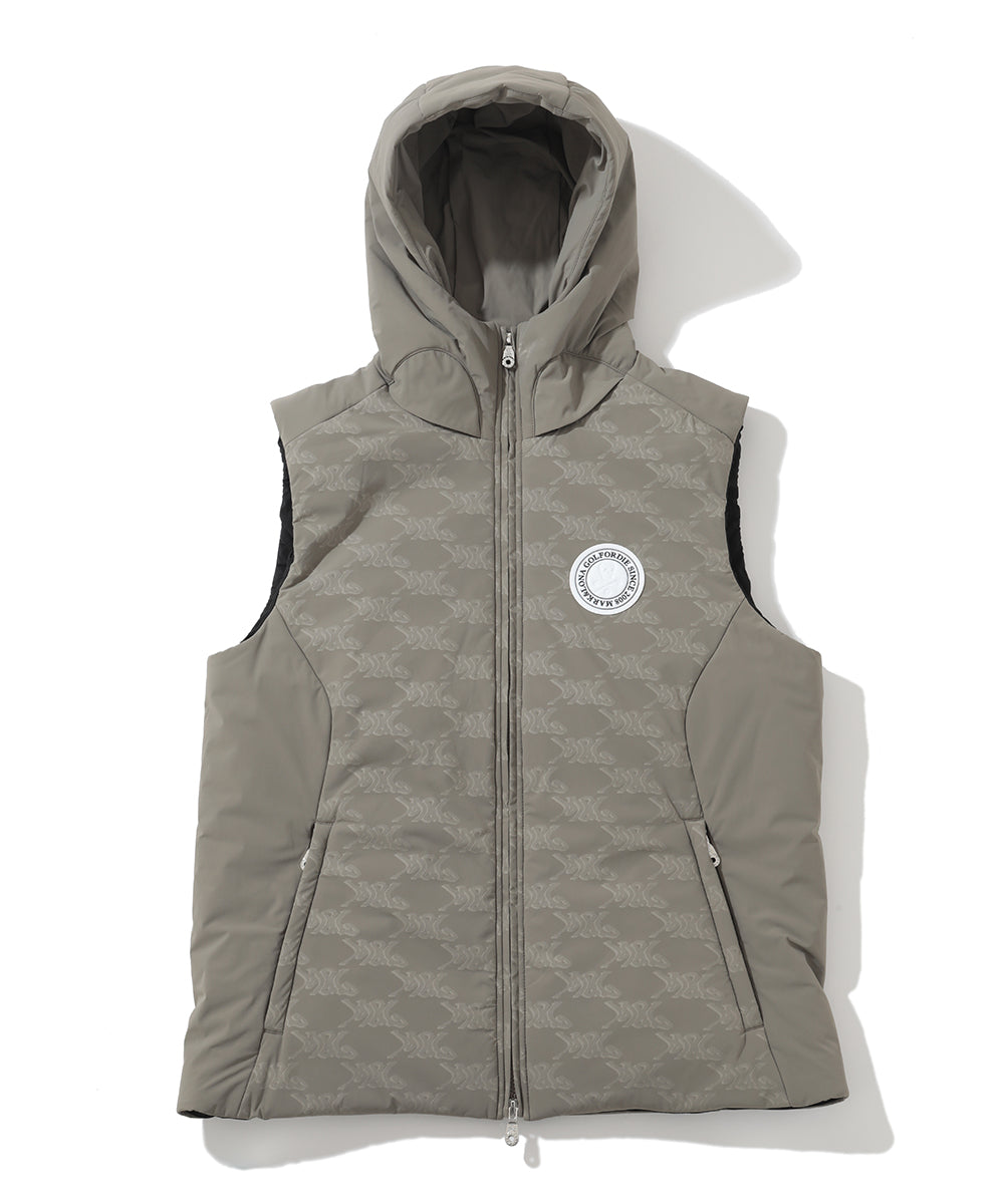 M GN LOGO PATTERN HOOD DOWN VEST LQ3IV05M