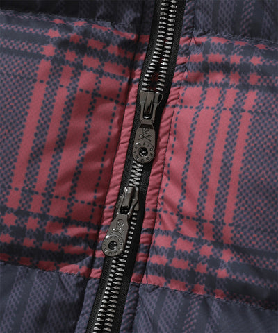 M GN TARTAN CHECK PATTERN POINT HOOD DOWN VEST LQ4IV08M