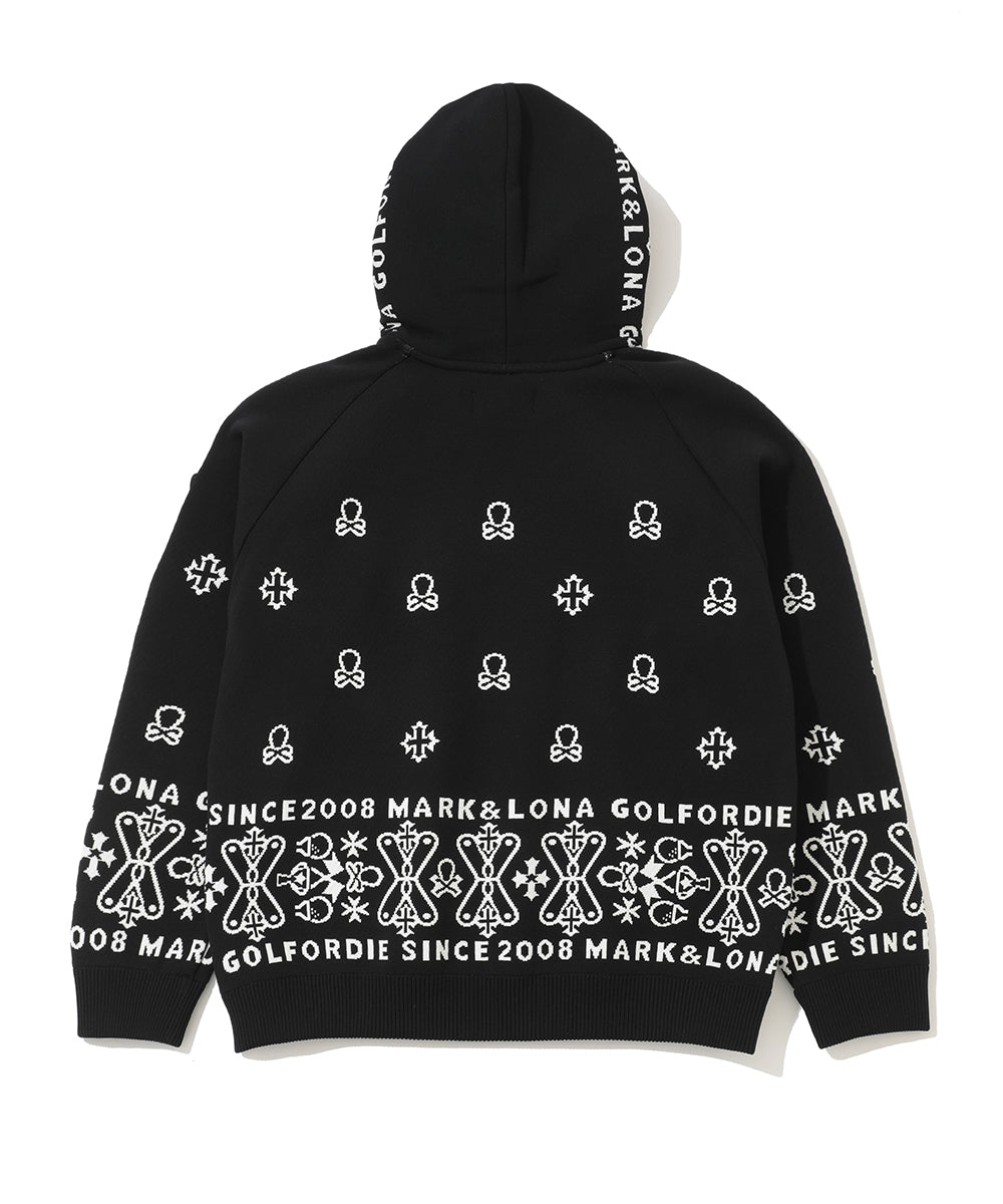 M GN PAISLEY SKULL KNIT HOODIE LR3IB05M