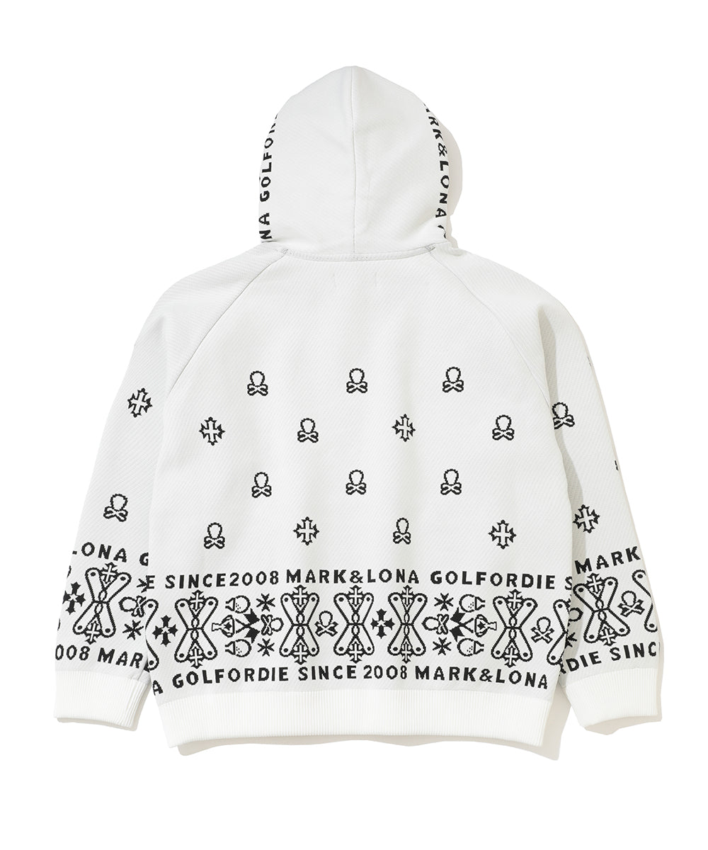 M GN PAISLEY SKULL KNIT HOODIE LR3IB05M