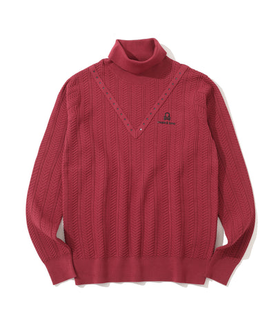 M GN STONE V-LINE KNIT HIGHNECK LR4IB06M