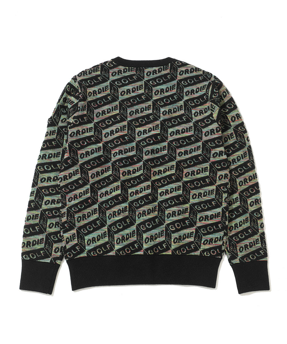 M GN BLOCK PATTERN CREW KNIT LR4IB07M