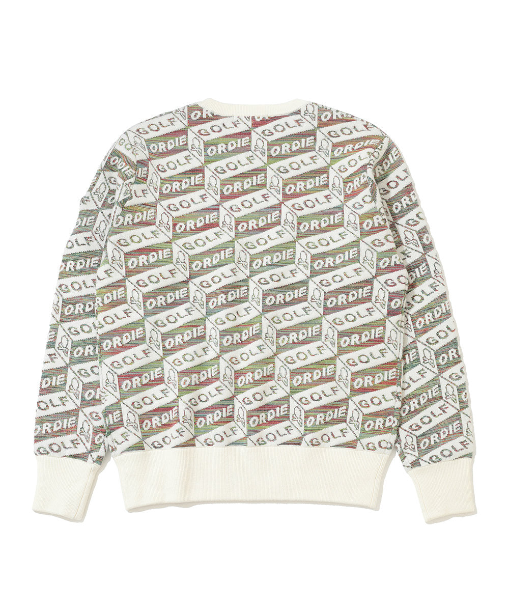M GN BLOCK PATTERN CREW KNIT LR4IB07M