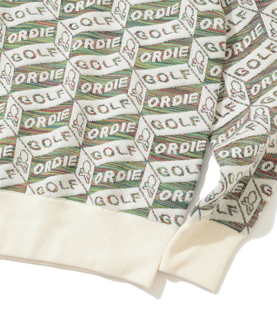 M GN BLOCK PATTERN CREW KNIT LR4IB07M