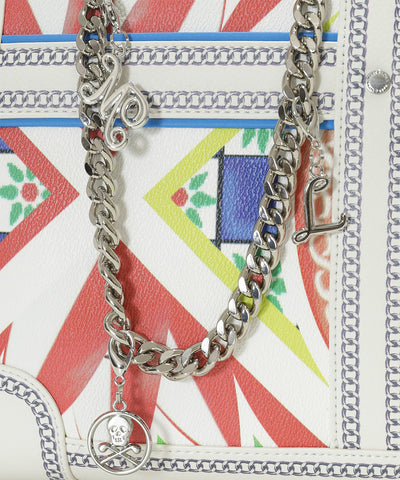 U GN CHAIN GRAPHIC SYNTHETIC LEATHER BOSTON BAG LR2ZU41U