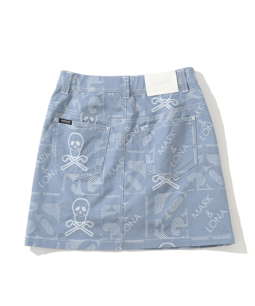 W GN SKULL & LOGO MIX PATTERN PRINT SKIRT LQ2IE06F