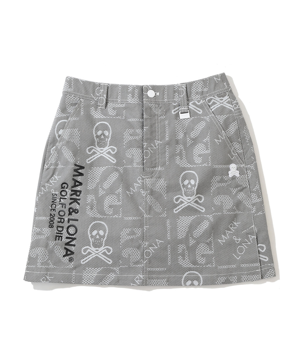 W GN SKULL & LOGO MIX PATTERN PRINT SKIRT LQ2IE06F