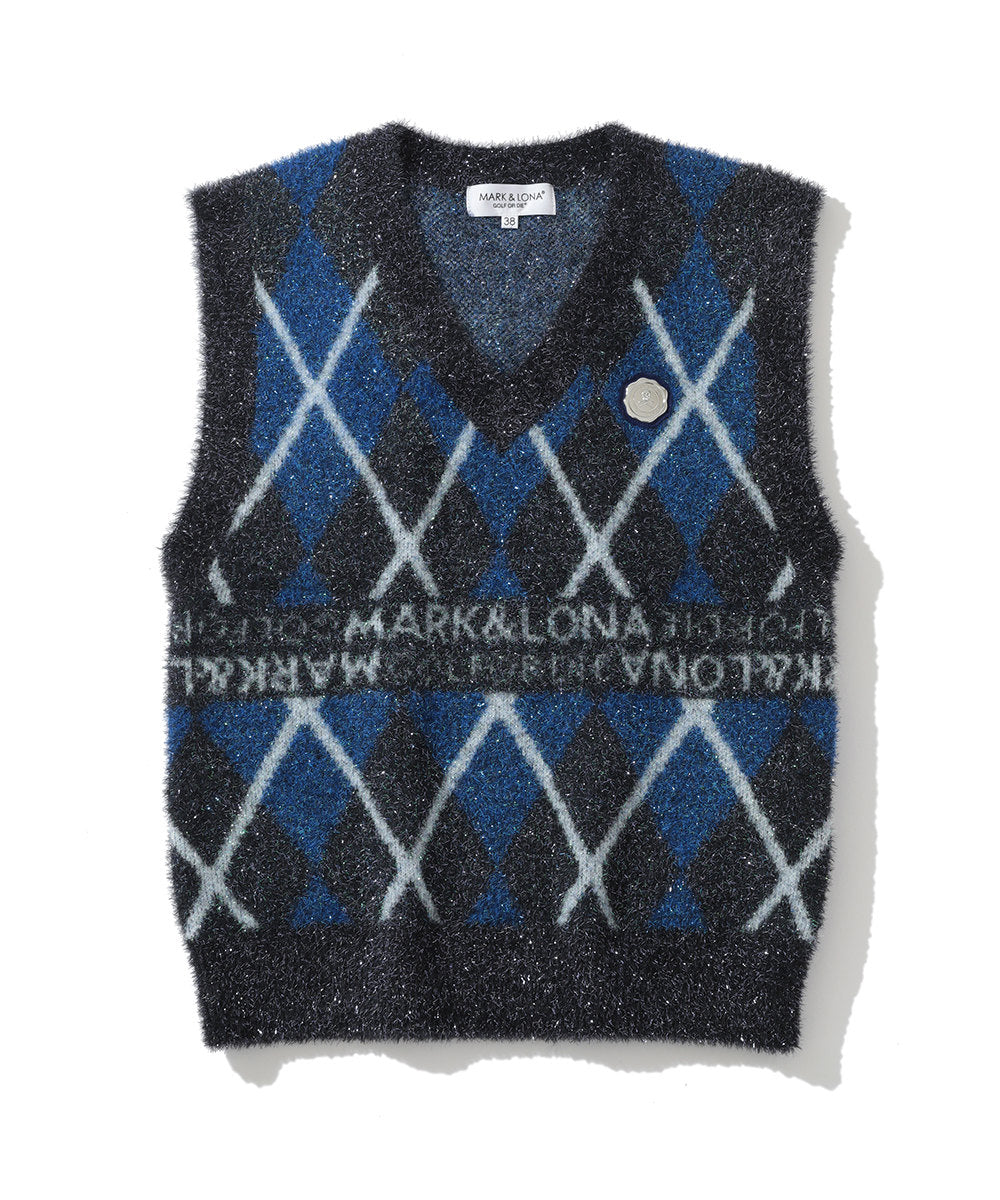 W GN ARGYLE PATTERN TWINKLE V-NECK KNIT VEST LQ3IV04F