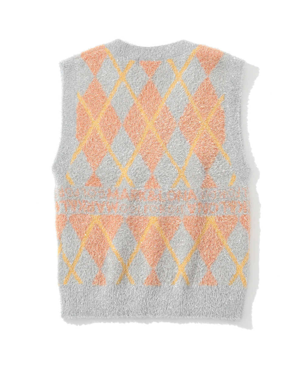 W GN ARGYLE PATTERN TWINKLE V-NECK KNIT VEST LQ3IV04F