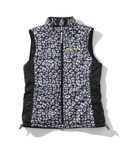 W GN LEOPARD PATTERN & SOLID REVERSIBLE DOWN VEST LQ3IV03F