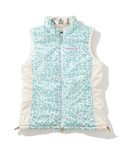 W GN LEOPARD PATTERN & SOLID REVERSIBLE DOWN VEST LQ3IV03F