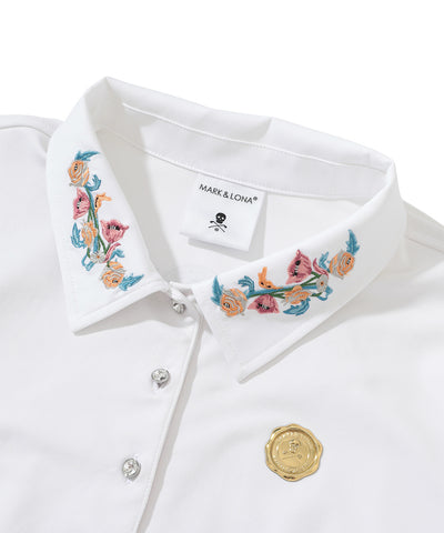 W GN COLLAR FLORAL GRAPHIC PRINT POINT LS POLO LQ3IP03F