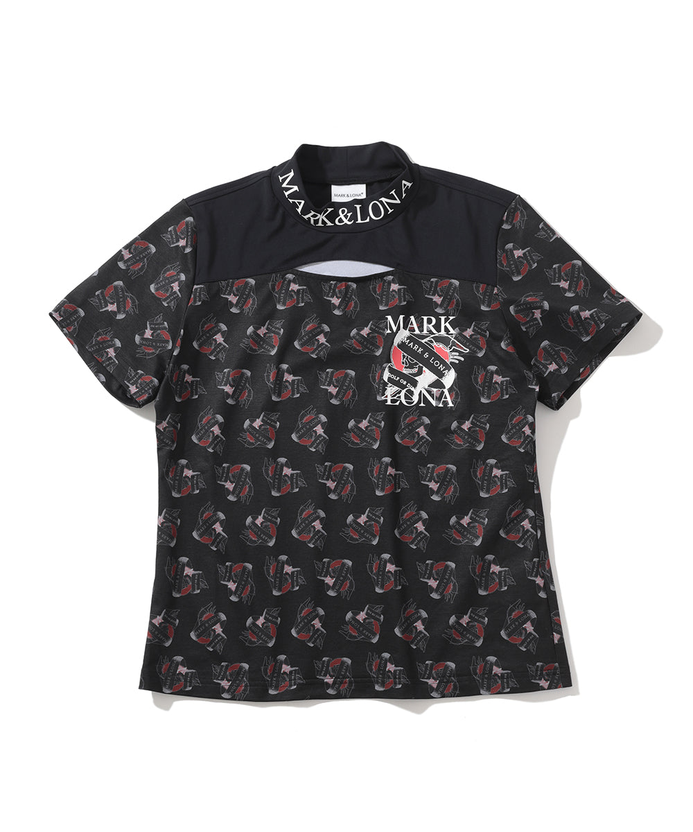 W GN PATTERN MOCK-NECK SS T-SHIRTS LR1IA01F