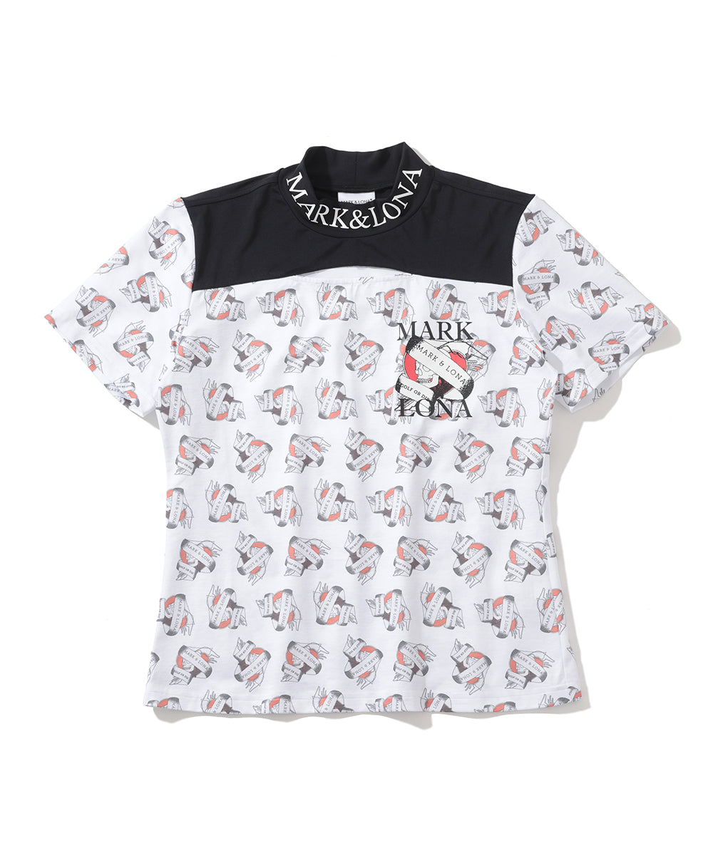 W GN PATTERN MOCK-NECK SS T-SHIRTS LR1IA01F