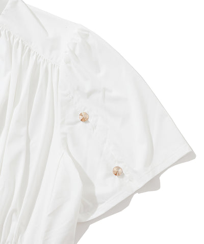 W GN FRONT SHIRRING MOCK-NECK SS T-SHIRTS LR3IA02F