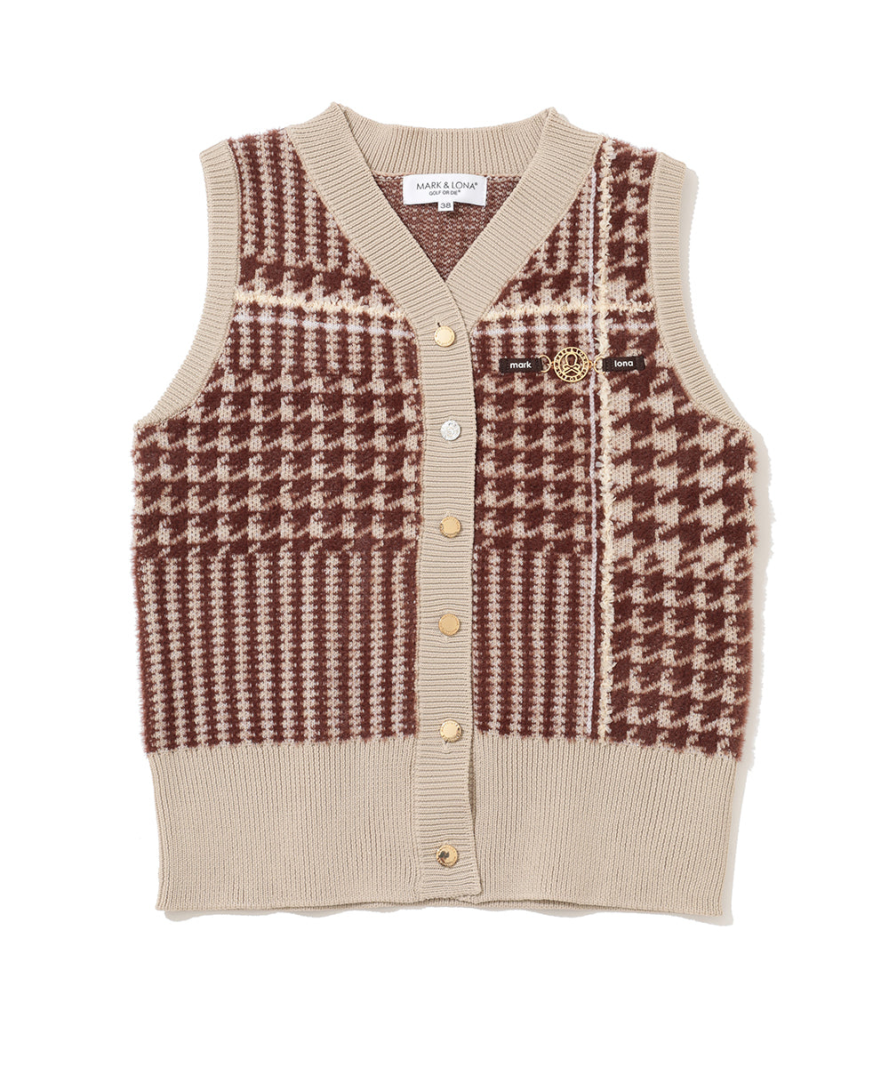 W GN HOUND PATTERN KNIT VEST LR3IV04F