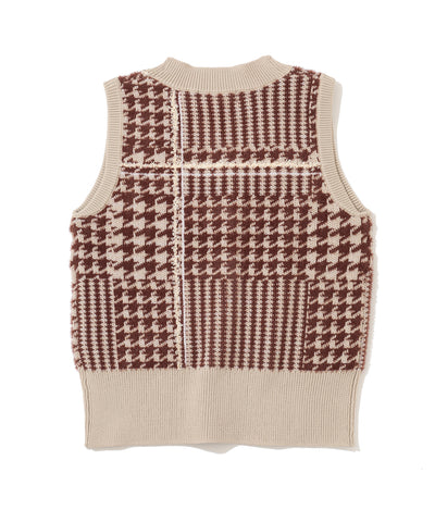 W GN HOUND PATTERN KNIT VEST LR3IV04F