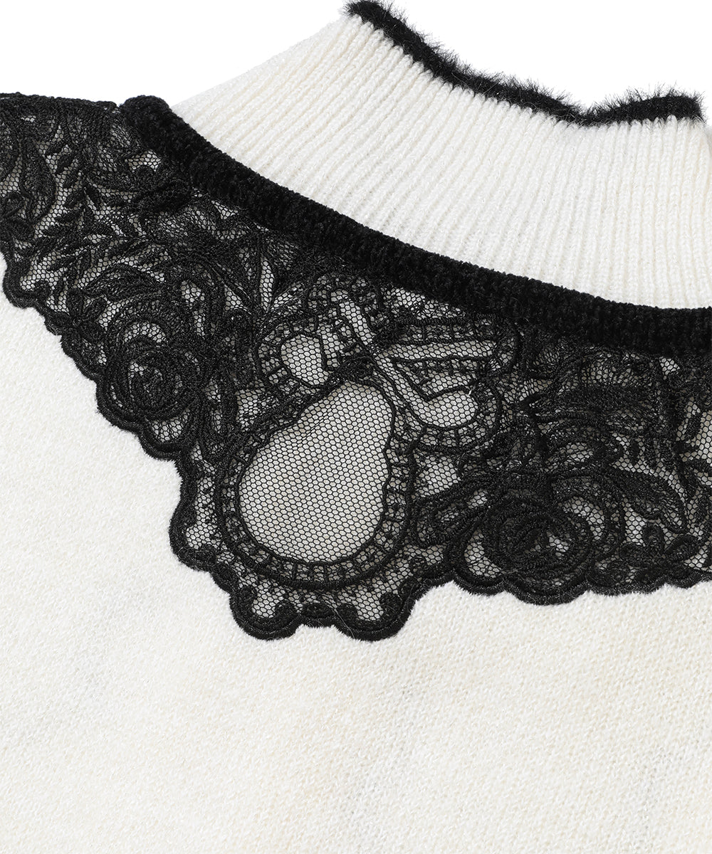 W GN LACE COLLAR POINT KNIT HIGHNECK LR4IB05F