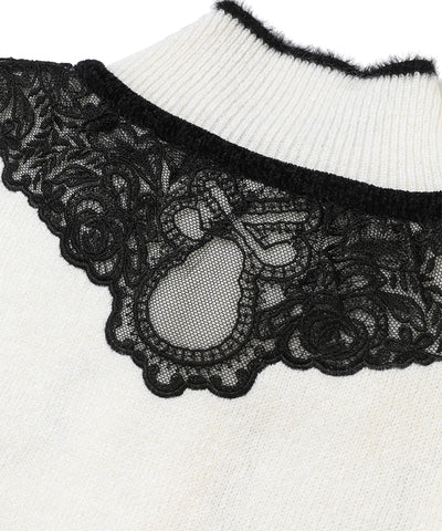 W GN LACE COLLAR POINT KNIT HIGHNECK LR4IB05F