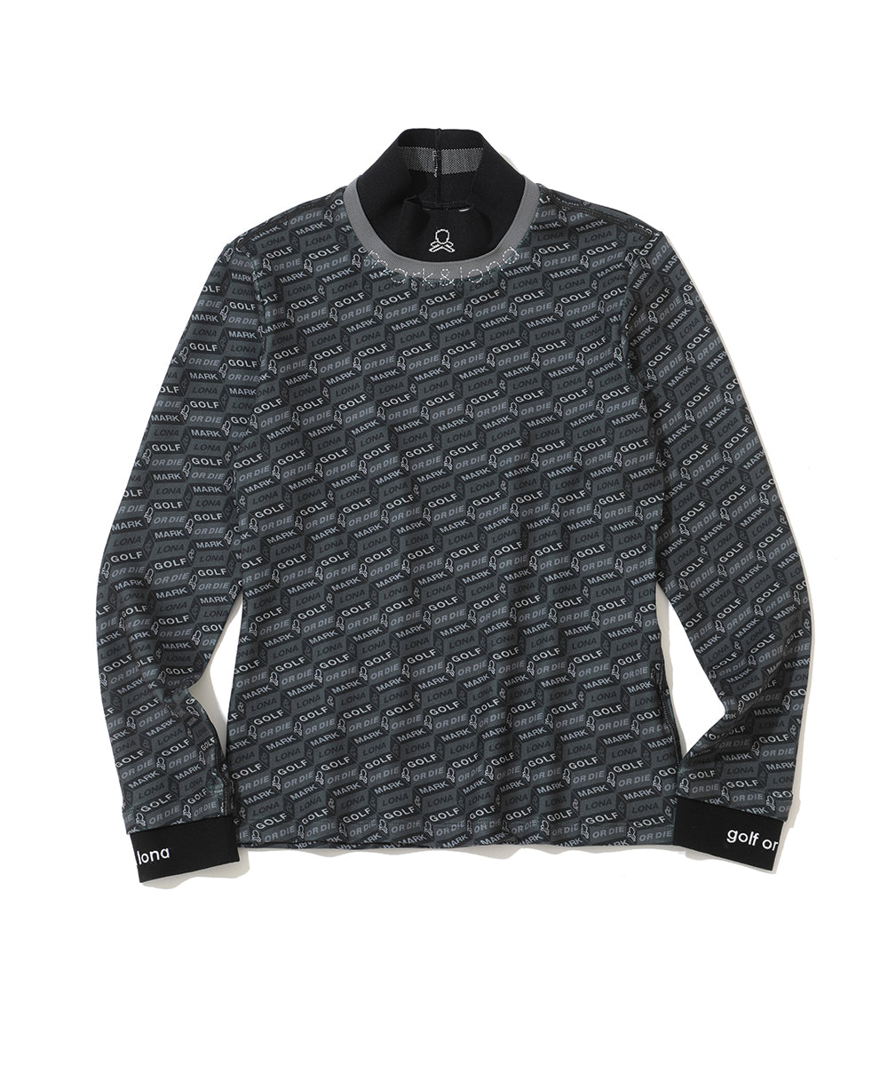 W GN BLOCK PATTERN MOCK-NECK LS T-SHIRTS LR4IU04F