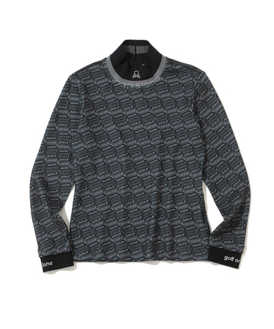 W GN BLOCK PATTERN MOCK-NECK LS T-SHIRTS LR4IU04F