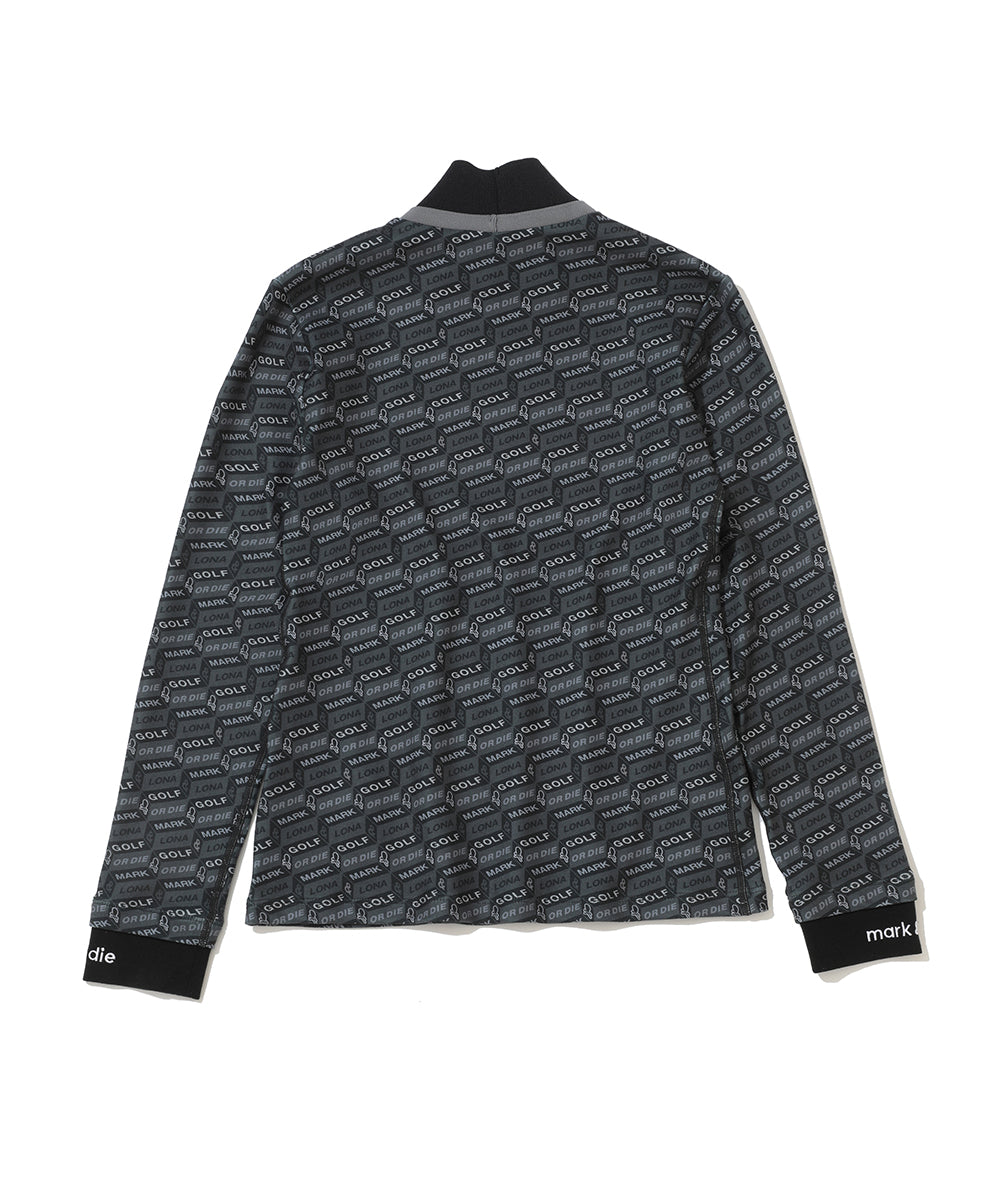 W GN BLOCK PATTERN MOCK-NECK LS T-SHIRTS LR4IU04F