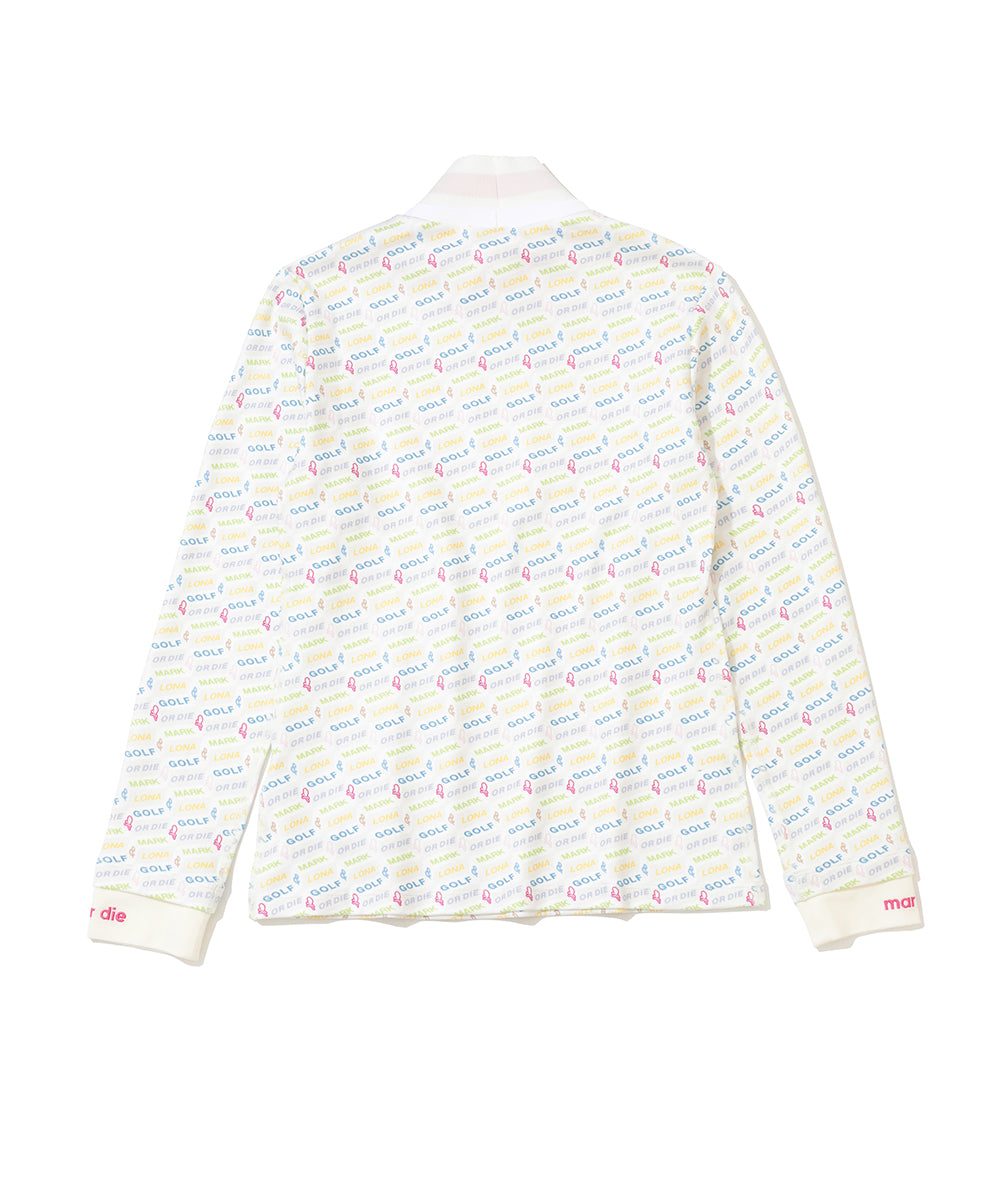 W GN BLOCK PATTERN MOCK-NECK LS T-SHIRTS LR4IU04F