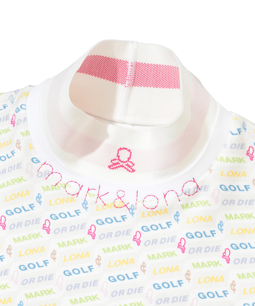 W GN BLOCK PATTERN MOCK-NECK LS T-SHIRTS LR4IU04F